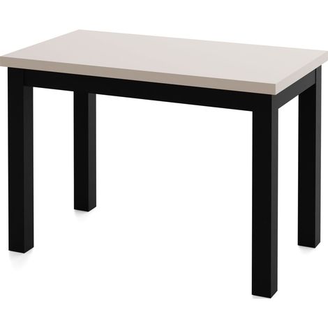 Rechteckiger Esstisch 100 x 60 cm – Platzsparender Küchentisch in Skandi & Loft Stil – Schwarze Holzbeine für Küche, Wohnzimmer oder Büro – Grau Beige Kaschmir