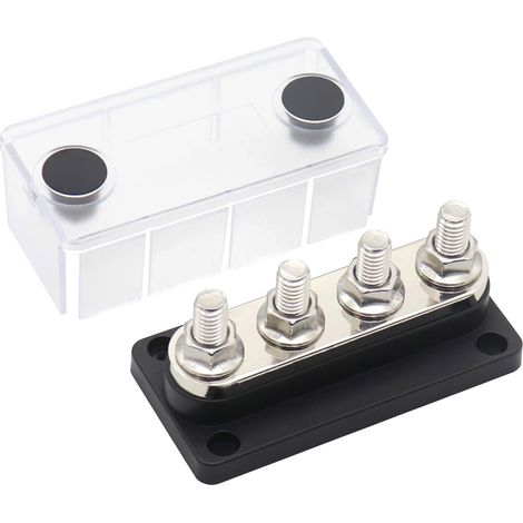 Bloc de distribution d'énergie 300A, barre omnibus 4x3/8, boîte de barre omnibus 48V DC avec couvercle transparent. (1/5)