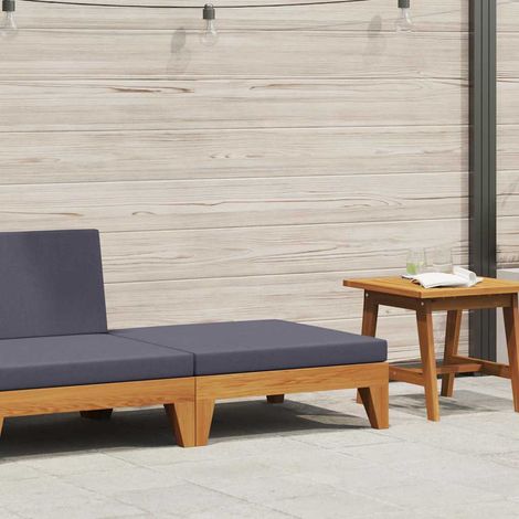 vidaXL Reposapiés modular y cojín gris ocuro madera maciza de acacia (1/5)