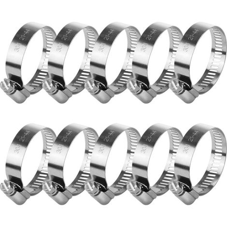 Verstellbare Schlauchschellen aus Edelstahl für Rohre, Schneckengewindetyp, 10er-Pack (21-44 mm)