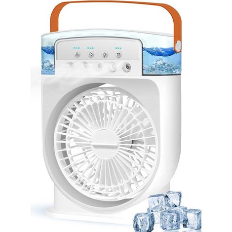Condizionatore d'aria portatile 4 in 1，mini raffrescatore d'aria da 600 ml，3 velocità del vento e 7 colori (1/2)