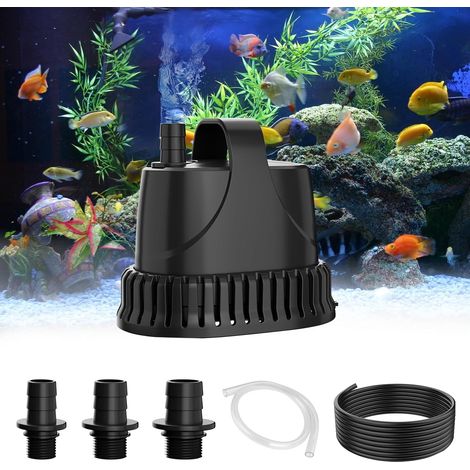 Pompe à eau submersible 3000L/H 40W à haut débit et ultra silencieuse pour aquarium, bassin, fontaine, réservoir à poissons avec câble 3m, 3 ventouses et 3 buses (19/22/25mm) (40, Watts) (1/5)