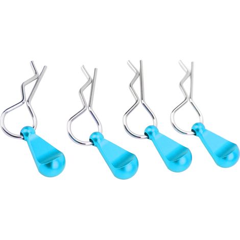 Set mit 4 R-förmigen Karosserieclips aus Edelstahl für RC-Modellautos, universell für ferngesteuerte Autos im Maßstab 1:8 und 1:10, blau (1/5)