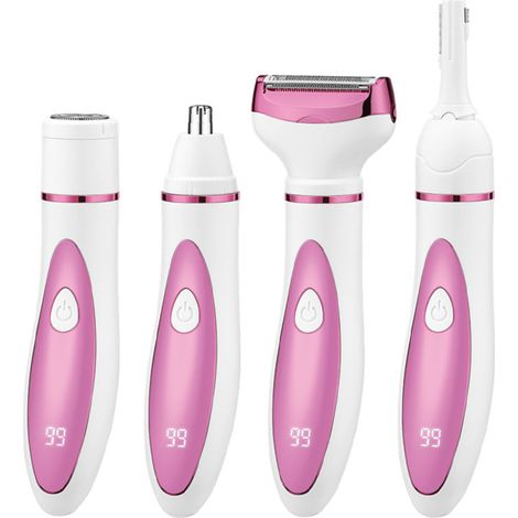 Rasoir Electrique Femme - 4 en 1 Indolore Corps Tondeuse Pour Bikini, Visage, Sourcils, Nez, Aisselles - USB Rechargeable (1/5)