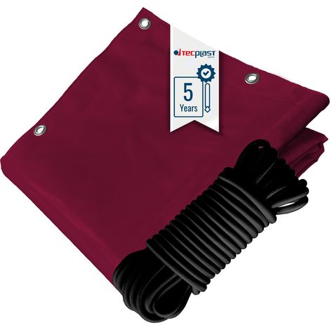 TECPLAST Pack Toile Pergola Rouge Bordeaux 3x4 m + Sandow Noir 20m - Bâche Pergola prête à poser LP506PR Garantie 5 ans (1/5)
