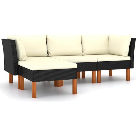 Maison Exclusive - 4-tlg. Garten-Lounge-Set mit Kissen Poly Ratta (1/5)