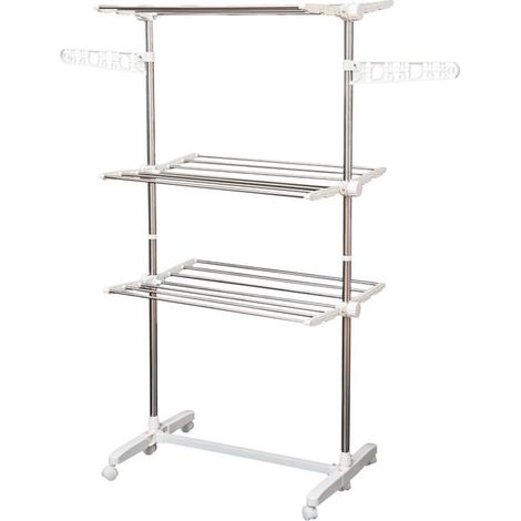STENDINO PREMIUM A 3 PIANI REGOLABILE CON 6 RUOTE 80-142 X 55 X H152 CM (1/5)