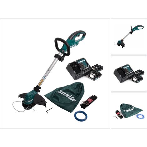 Tagliaerba a batteria Makita UR 100 DSAE 10,8V + 2x batteria ricaricabile 2,0Ah + caricabatterie + 1x testa di taglio e accessori