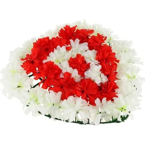 Friedhofskranz – Künstliche Chrysantheme – Rot – 35,5 x 37 x 9 cm – Für Grab und Grabstein – 1 Stück (1/5)