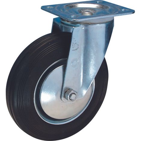 Lenkrolle 125mm Platte,Gummi schw.,RL L400.B55.126 (1/4)