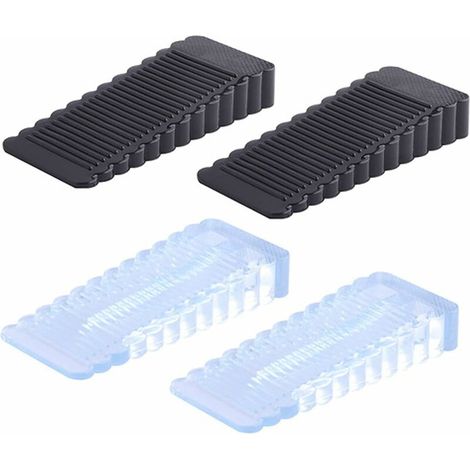 4 Pcs Butée de Porte en Caoutchouc, Cale de Porte Réglable en Hauteur, Cale D'Arrêt Antidérapante, Cale D'Arrêt de Porte Moyenne Sans Odeur (2 Noires et 2 Transparentes), (1/5)