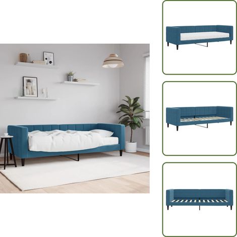 Divano letto 2 in 1 - vidaXL Divano Letto con Materasso Blu 80x200 cm in Velluto - Materasso in gommapiuma