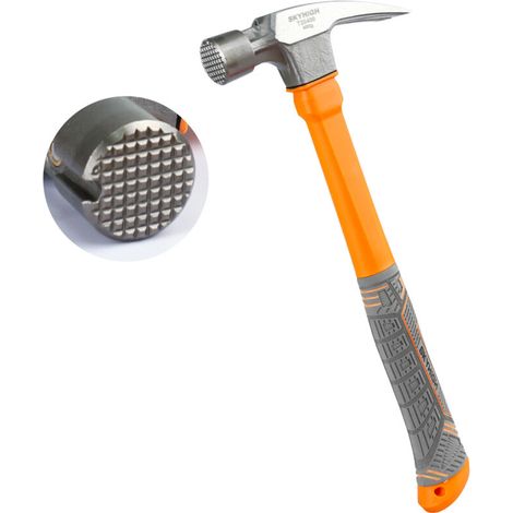 Marteau arrache-clous, 630g, griffe de déchirure, Tête En Acier Au Carbone, Magnetique Arrache-Clous, pour Réparations Domiciliaires, Bricolage, Menuiserie, Orange (1/5)