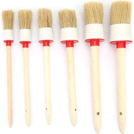 Ensemble de 6 pinceaux ronds,poils élastiques,manche en bois,detailing automobile,peinture à l'huile (1/5)