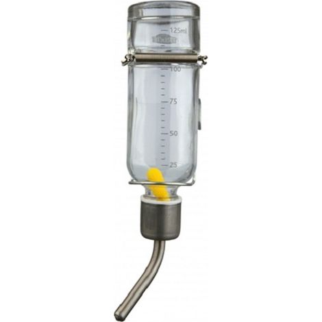 Water bottle with spring/slot & wire holder, glass, 500 ml