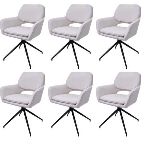 Lot de 6 chaises de salle à manger HWC-N74, chaise de cuisine, pivotante Auto-Return, tissu Bouclé (540g/m²) Oeko-Tex (1/5)