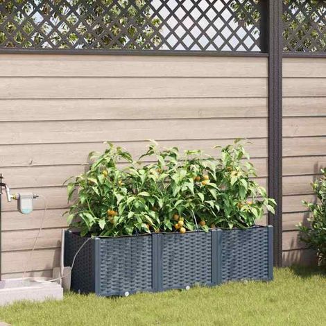 42002892 Cache-pot de jardin 3 pcs Gris Clair Acier (1/5)