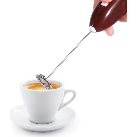 Elektrischer Handmixer mit Schneebesen, Milchaufschäumer, Rührfunktion, neueste Farbe, Braun (1/4)