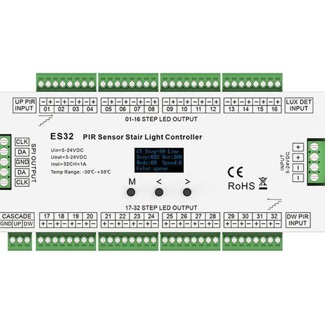 ES32 5-24V LED strip controller with human presence detection switch for stair lighting (1/3)