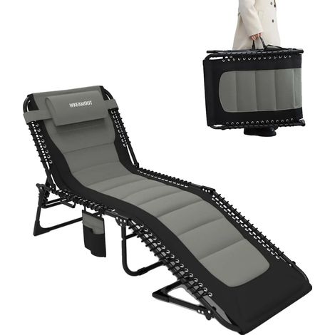 Lit de plage pliant, réglable sur 5 niveaux, transat portable, 1Pcs 200x68x35cm (1/2)