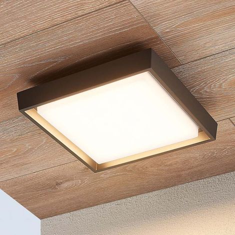 [NEUWERTIG] B-Ware Lucande Deckenleuchte Außenlampe LED Birta dunkelgrau Aluminiumdruckguss IP54 (1/2)