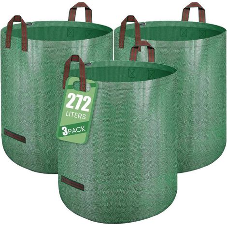 Sac Jardinage Déchets Verts 3 x 272L Autoportant - Big Bag Avec Poignées, Étanche, Pliable et Réutilisable (1/5)
