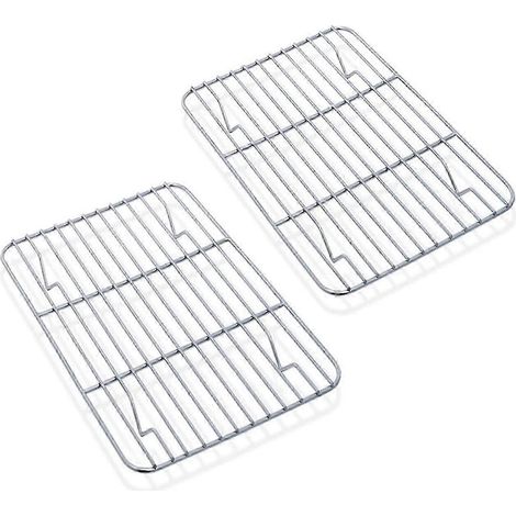 Lot de 2 grilles de refroidissement en acier inoxydable pour rôtir, cuire, griller et refroidir. Saines et durables, elles sont antirouille et compatibles lave-vaisselle. (1/5)