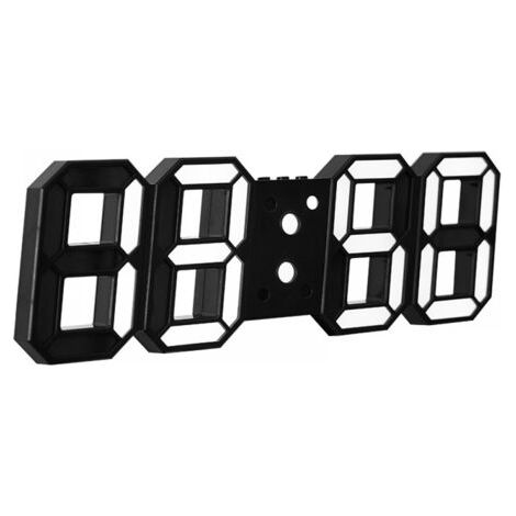 QORVA-1 horloge numérique électronique LED 3D avec port USB et grand affichage numérique de l'heure, réveil, température, affichage du calendrier, horloge murale ou horloge sur pied pour chambre à cou (1/5)