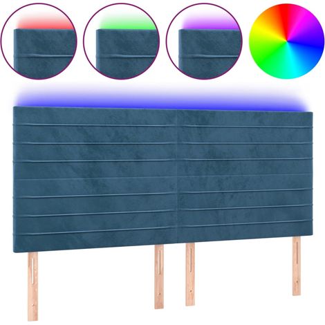 Tête de lit,Panneau décoratif à LED Bleu foncé 180x5x118/128 cm Velours CFW4278033 (1/5)