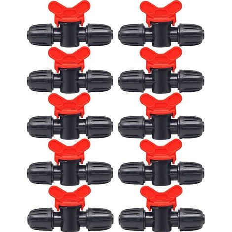 Filiyano-Lot de 10 vannes d'irrigation de 16 mm, raccord double mâle PE pour tuyau, vanne de commutation pour l'arrosage des pelouses et jardins (1/5)