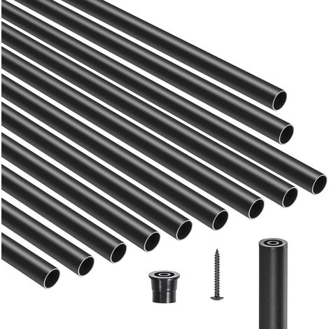 Mophorn Balaustre per Scale in Alluminio, Ringhiera Tonda in Metallo Resistente all'Acqua con Tappi e Viti, Ideale per Scale, Portici, Patio e Recinzioni, Nero Opaco 19 x 813 mm, Set da 51 Pezzi
