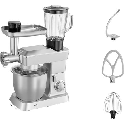 Procesador de alimentos, 6 velocidades, recipiente de acero inoxidable, 4,3 L, color plata. (1/2)