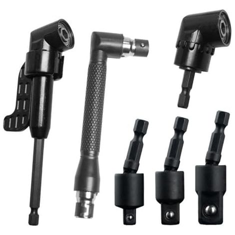 Lot de 6 accessoires de foret à angle droit, 2 adaptateurs d'angle à tige hexagonale 105° et foret biseauté à 90°, y compris adaptateurs de douille rotatifs à 360° de 6,35 mm, 1,27 cm (1/4)