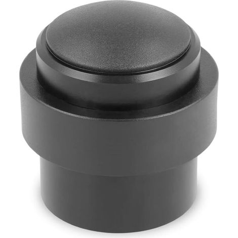 Butée de porte intérieure - 60 mm de hauteur - fixation par vis - vis à bois incluses - avec patin en caoutchouc antidérapant (noir)