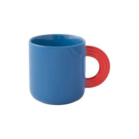 Coffret mug 35 cl - Creative - Bleu & Rouge - Porcelaine - Anse géométrique