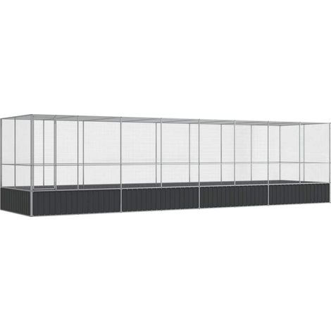 Volière avec extension argenté 832x207x212 cm acier (1/5)