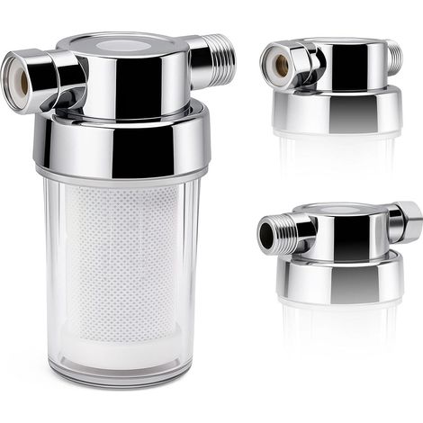 Filtre Eau Douche 1/2 Pouce, Préfiltre pour Système D'eau, Filtre Anti Calcaire Douche avec Filtres en Charbon Actif, pour Robinet, Chauffe-Eau, Pommeau de Douches (1/5)