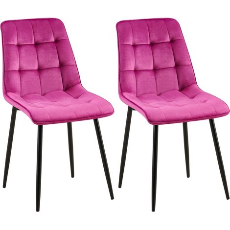 Lot de 2 chaises de salle à manger coutures décoratives carrées en velours violet cadre métal noir 100007746