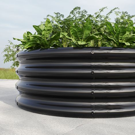 Bac de jardin surélevé galvanisé, pot de culture rond extérieur pour légumes, fruits et fleurs, lit de plantation surélevé en acier