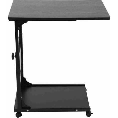 Bureau d'ordinateur portable amovible multifonctionnel portable avec roulettes, lit, canapé, livres, noir (1/4)