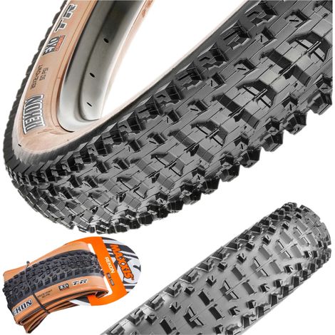 Neumático de bicicleta 29x2.40WT (61-622) Maxxis Rekon Plus EXO/TLR con flancos color canela, plegable. (1/5)