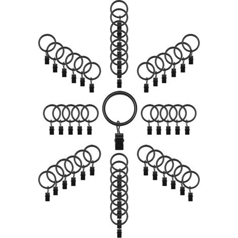 50 Stück Gardinenringe, Clipringe, Innendurchmesser 32 mm, Außendurchmesser 39 mm, Placo-Verarbeitung, Haken