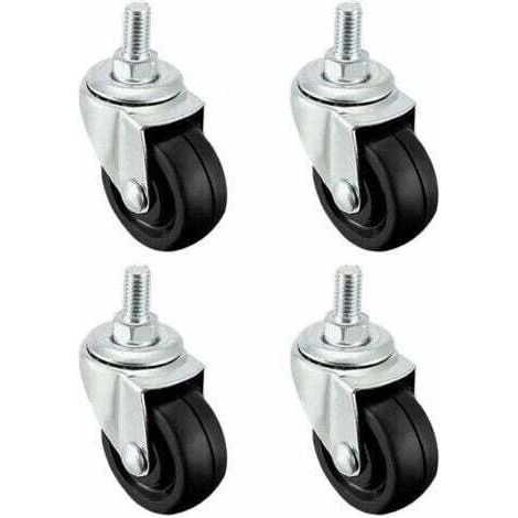 Lot de 4 roues en caoutchouc de 40 mm avec tige filetée M8，