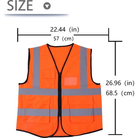 Gilet de sécurité réfléchissant multicolore (orange) (1/5)