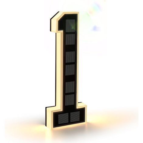 Grand numéro de maison extérieur moderne à énergie solaire, 23 cm, éclairage LED étanche, numéro d'adresse extérieur personnalisé, 1, noir, 23 cm-AquaForge
