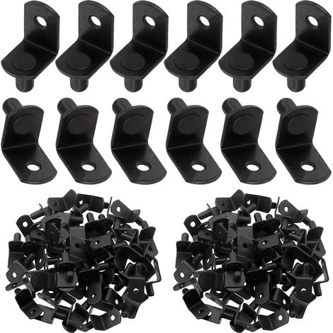 Lot de 60 broches L noires 6 mm, chevilles acier plaqué pour étagères bibliothèque armoires centres de divertissement (1/5)