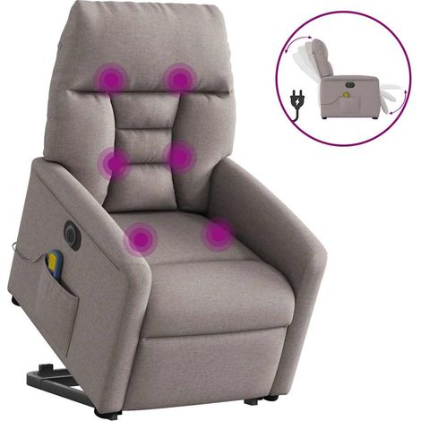 Elektrischer Massagesessel mit Aufstehhilfe Taupe Stoff