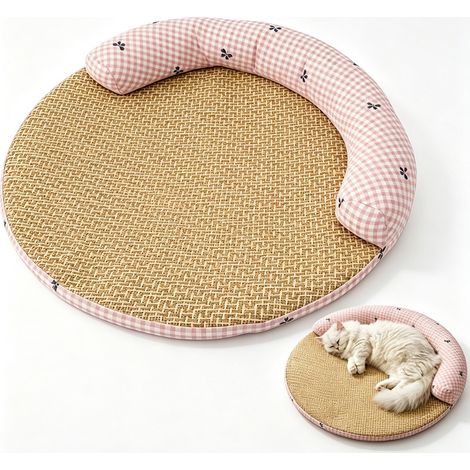 Lit rafraîchissant pour animaux de compagnie (chats et chiens), matelas d'été rafraîchissant, coussin de couchage rafraîchissant pour petits chiens et chats, idéal pour les voyages, rose, 60 cm (1/5)