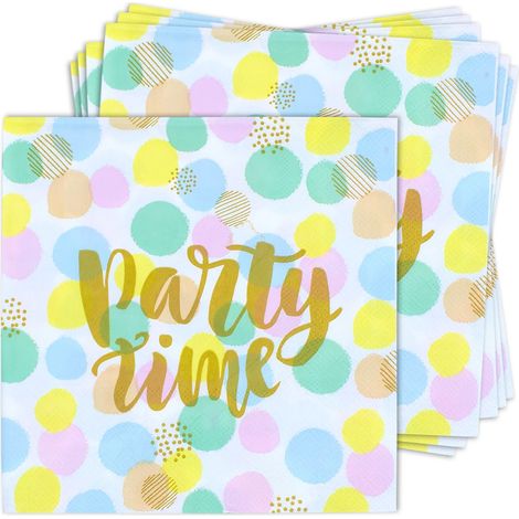 Servietten 100 Stück mit Aufdruck - Party Time - Tischdeko Papierservietten mit Spruch