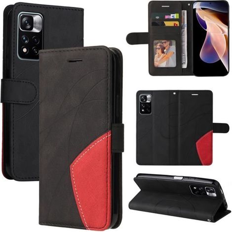 Cuir Housse Étui Splice pour Xiaomi Redmi Note 11 Pro 6.67\" Haut de gamme de Protection - Noir KTC (1/4)